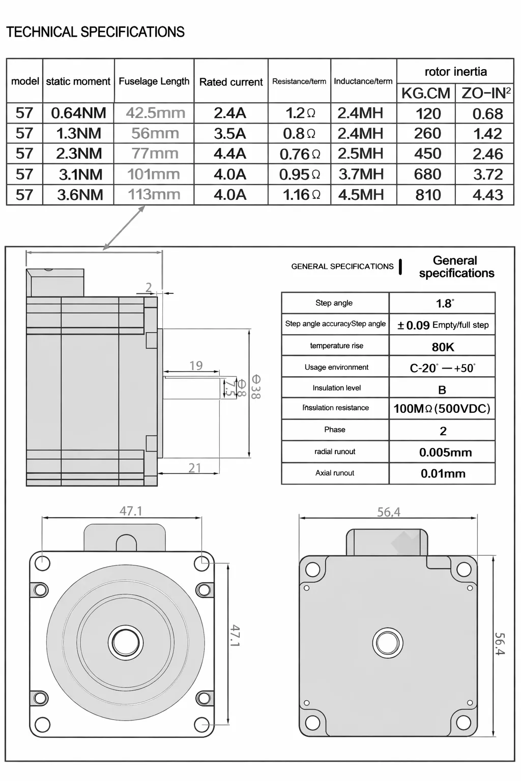 Nema23 Stepper motor and driver